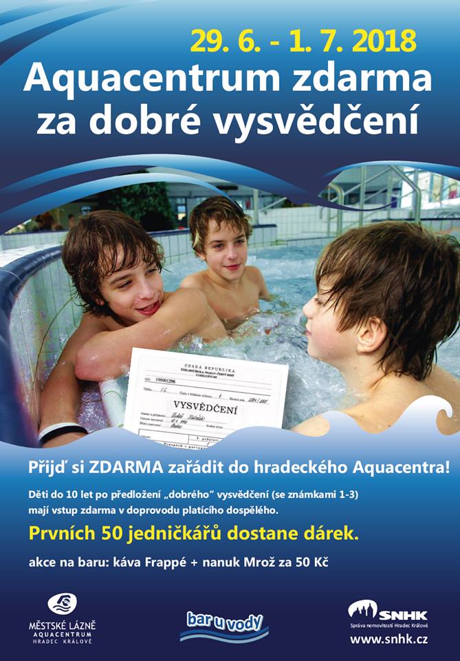 Za dobré vysvědčení se můžete vykoupat v hradeckém aquacentru zdarma