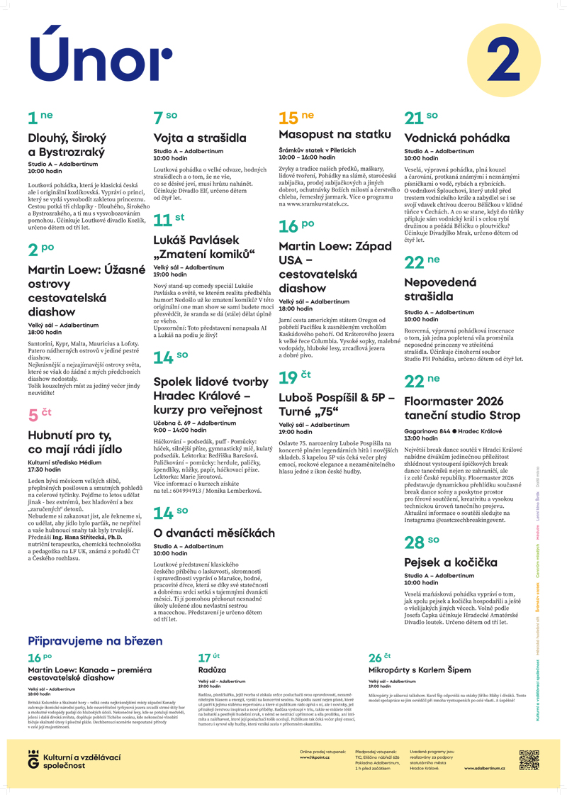 Měsíční kulturní přehled HKVS 2/2026