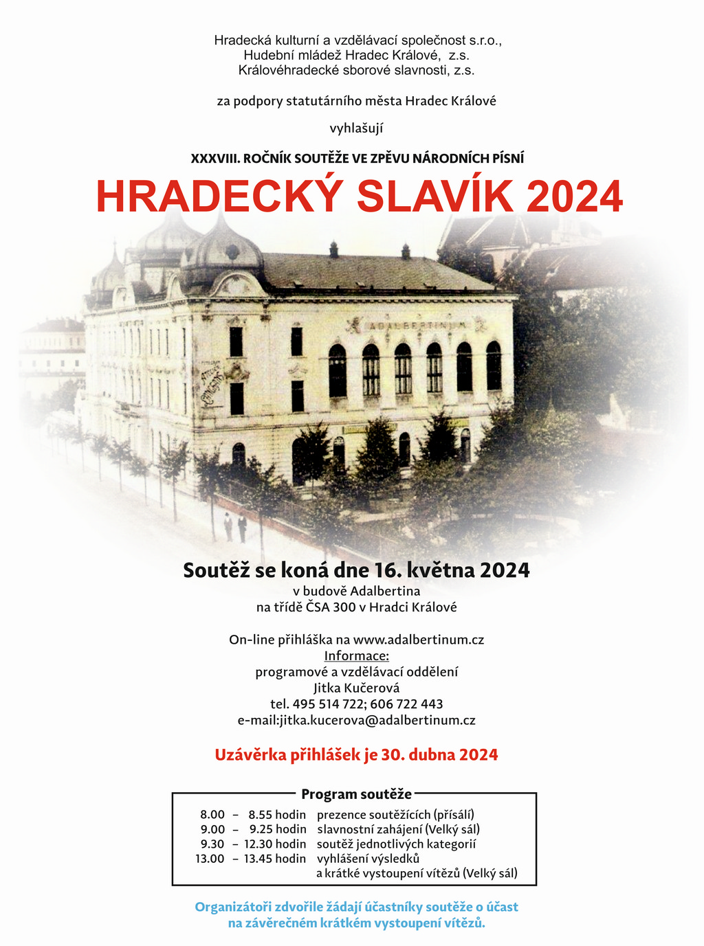 HRADECKÝ SLAVÍK 2024 – PŘÍJEM PŘIHLÁŠEK