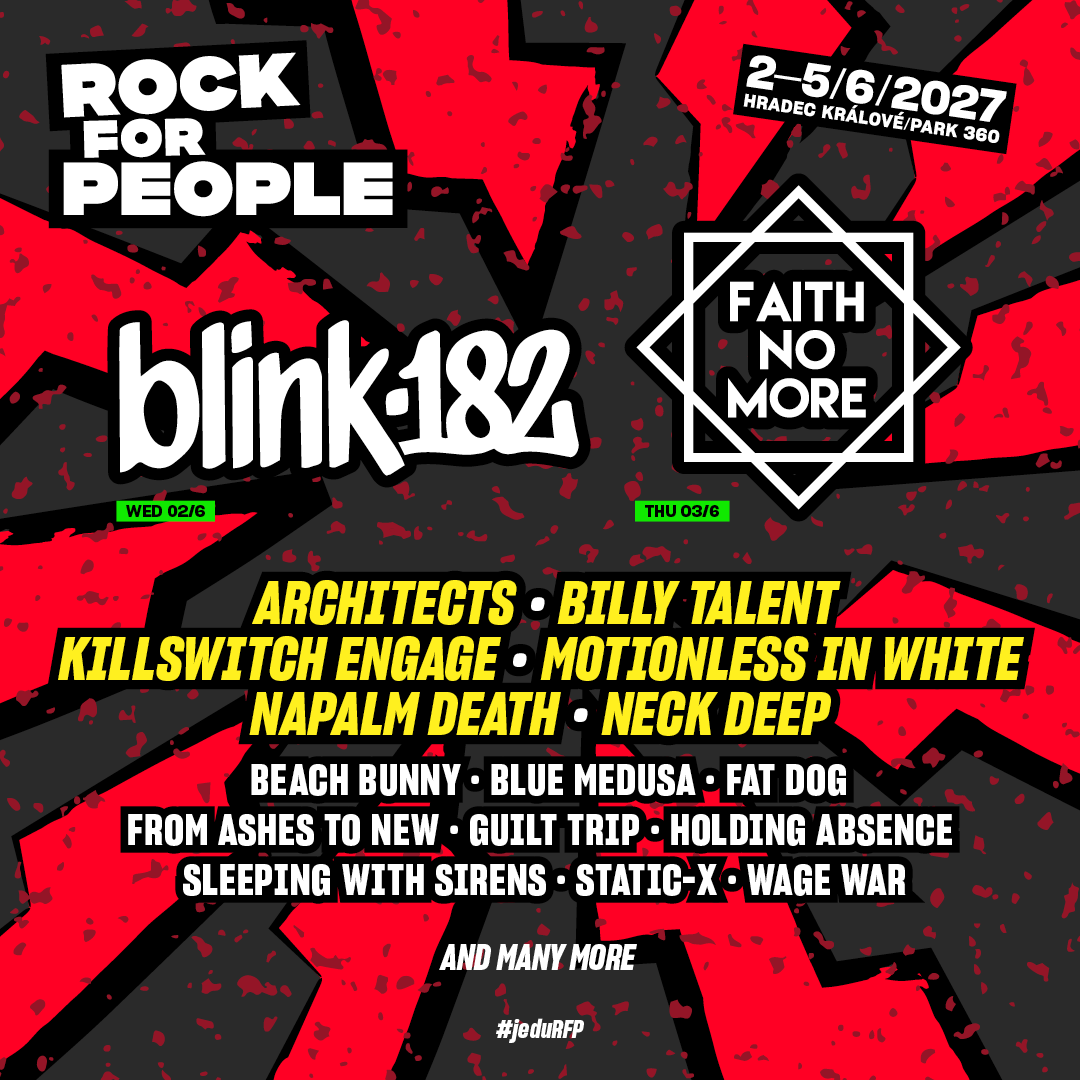 Rock for People odtajňuje druhého headlinera. Fanoušci se dočkají legendárního comebacku Faith No More. Ti se přidají k blink-182. Dorazí i Architects, Billy Talent nebo Napalm Death